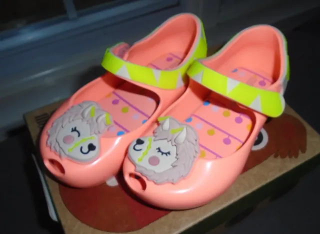 Mini Melissa Baby Girls Mary Janes Sandals Flats Alpaca Pink Toddler 6 7 8 NIB