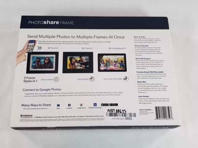 Brookstone FSM08BLB 8 inch PhotoShare Smart Frame - Black 2