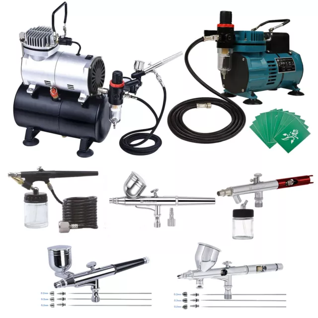 1/5HP Airbrush Kit With Air Compressor Dual Action Spray Gun Painting Art Set 2