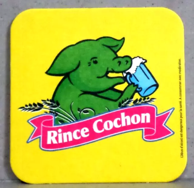 Sous bock "RINCE COCHON" / Bière blonde des Flandre / Brasserie Huyghe et Haacht