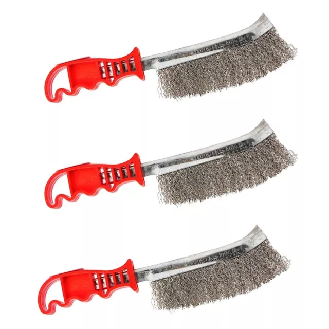 3x Spid Wire Hand Brush Stainless Steel Bristles Rust Paint Removal Heavy Duty 2