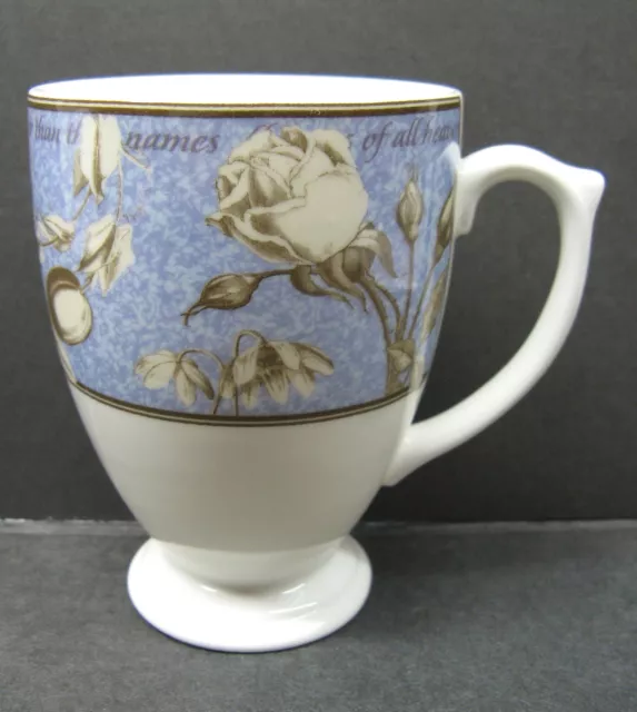 Wedgwood Mug Vtg Floribunda Rose In Blue Tea Cup Bone China Made In England 1998