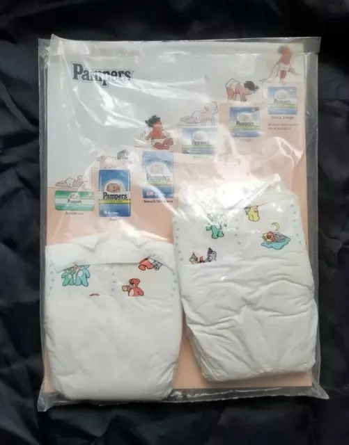 2 pañales vintage para bebé Pampers con respaldo de plástico para recién nacidos con carpeta de parto