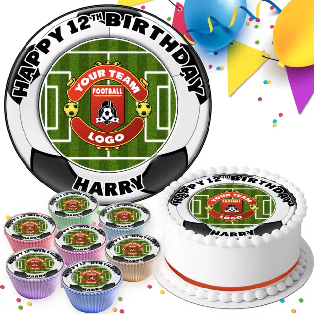Football Your Team Logo Birthday Personalised Edible Cake & Cupcake Topper Fb226