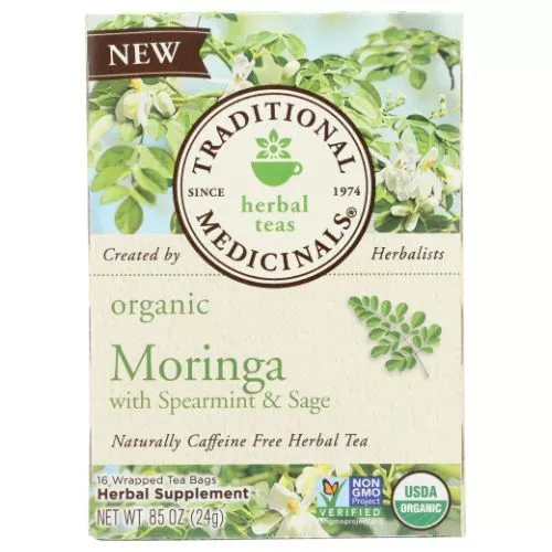 Orgánico Té Moringa Con Hierbabuena Y Salvia 16 Bolsas By Traditional Medicinals