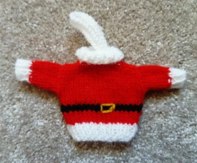 Hand Knitted Mini Santa / Father Christmas Jumper Xmas Tree Decoration