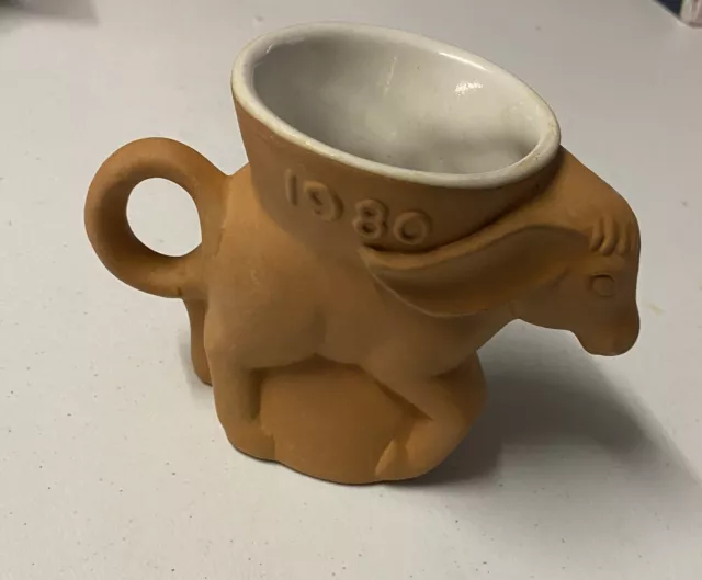 1980 Frankoma Democratic DEM Donkey Political Mug Vintage Terra Cotta