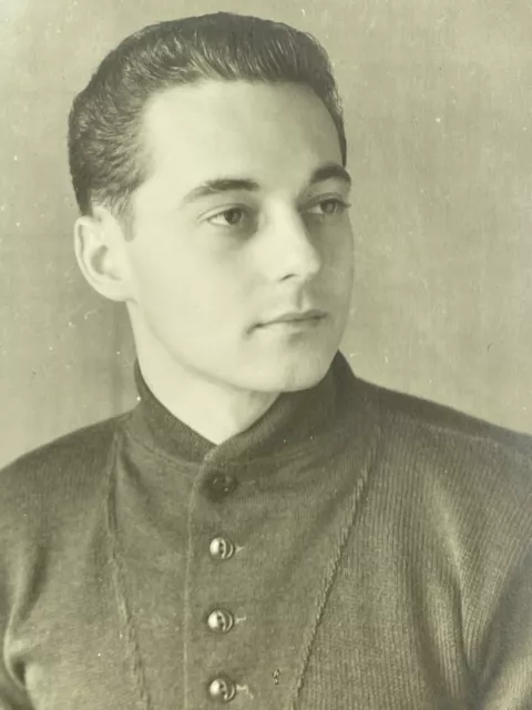 ID Photograph Handsome Man Studio Portrait 1940's Dapper Cute Attractive