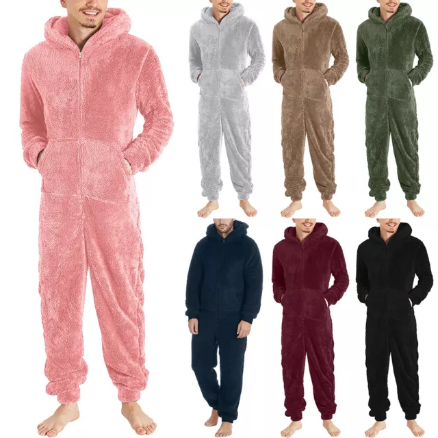 Combinaison À Capuche En Polaire Moelleuse Pour Hommes 1 Combinaison Pyjama R