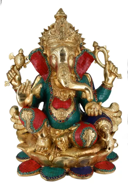 Whitewhale Ganesh Idol Large Ganesha Brass Statue-Hindu Success God Sculptures