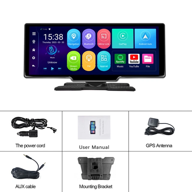 10.26" Android 12.0 Touch Screen Car Wireless CarPlay Indicator Monitor W/Camera