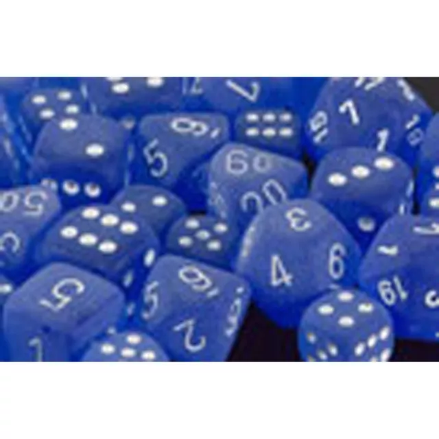 Polyhedral Dice: Frosted - Blue with White (7)