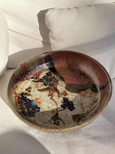 Original Vintage Yosuke Haruta Signed Studio Pottery Glazed Decor Bowl Japanese