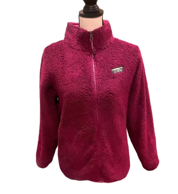 LL BEAN Girls Reversible Jacket Pink Mountain Bound Fleece Coat Size L?
