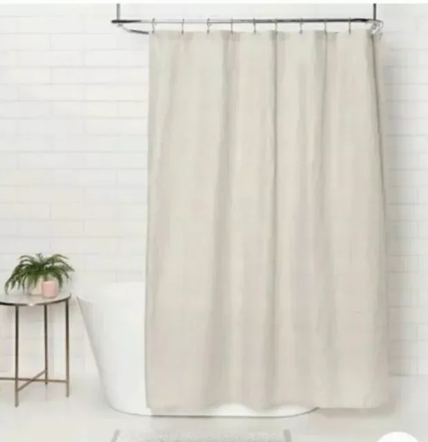 Threshold Shower Curtain Gray Waffle Stripe Weave 72"×72" Taupe