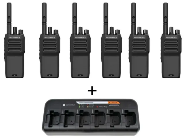 Set radio portatili Motorola 6x R2 + caricabatterie 6 scomparti PMLN6598a