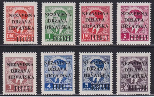 Kroatien Croatie 1941 Mi.Nr. 1-8 postfrisch ** MNH Überdruck NEZAVISNA