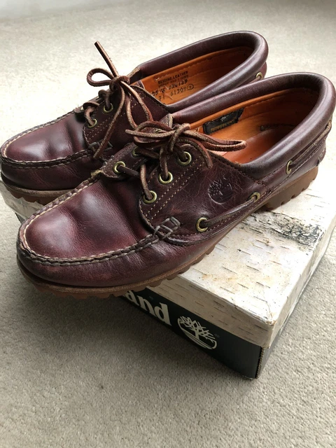 Timberland Women’s Leather Boat Deck Shoes Burgundy UK 6.5 US 8.5 With Box