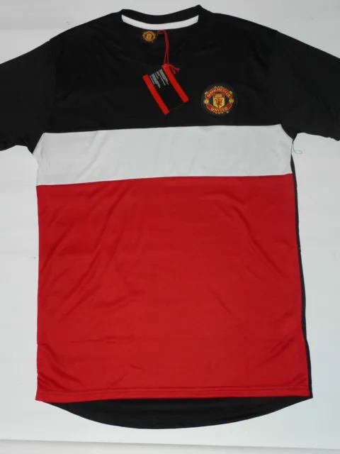 Men's MANCHESTER UNITED FC Official T-Shirt Red/Black Color Size S - BNWT