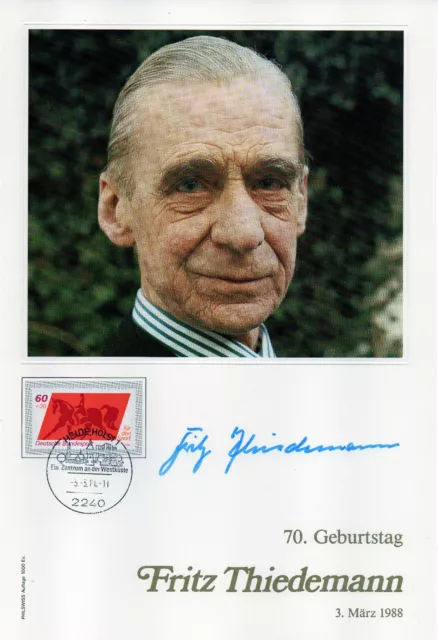 Philswiss Autogramm - Fritz Thiedemann - limitiert