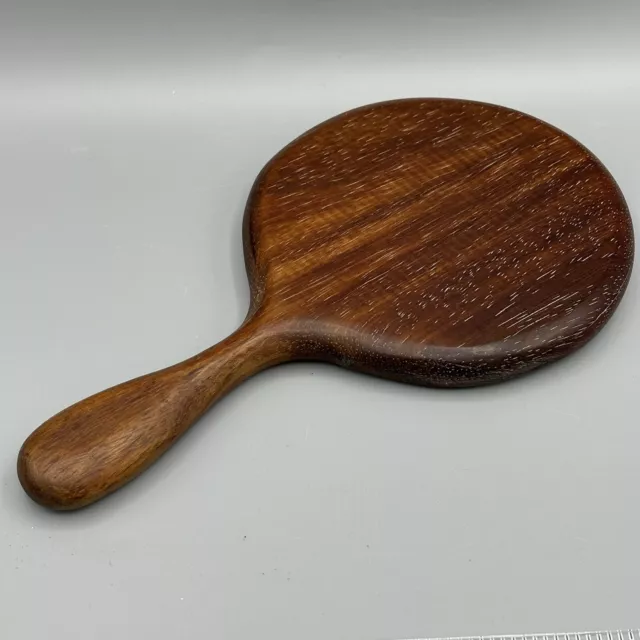 Vintage Rosewood Hand Mirror Artisan Made 10” Beautiful Craftsmanship