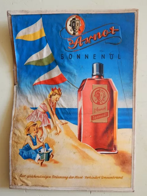 Altes Werbeschild / Aufsteller um 1950 ARNOT SONNENÖL  aus Pappe