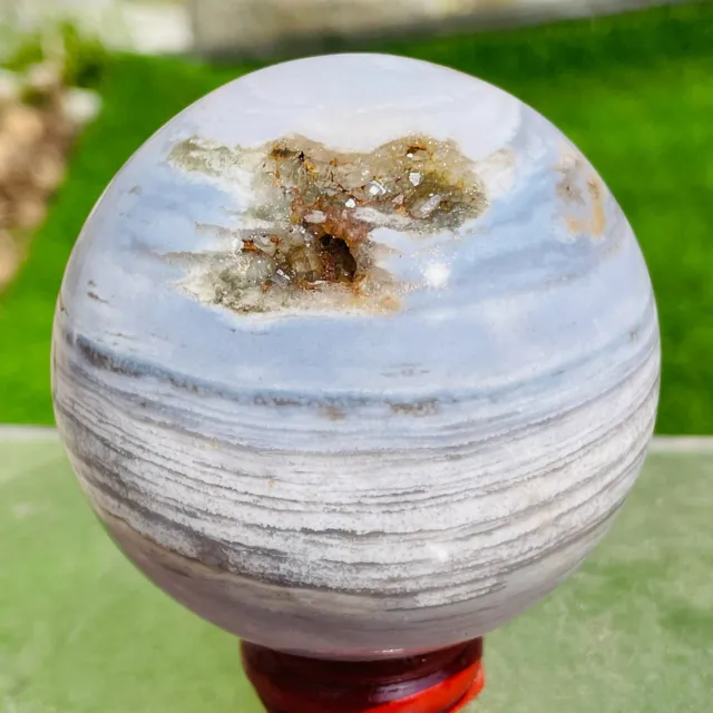 407g Natural Ocean Jasper Sphere Geode Quartz Crystal Ball Specimen Healing