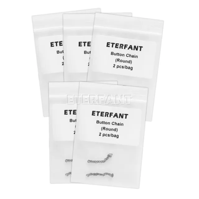 5xETERFANT Dental Orthodontic Lingual Button Chains with Mesh Round Base Silver