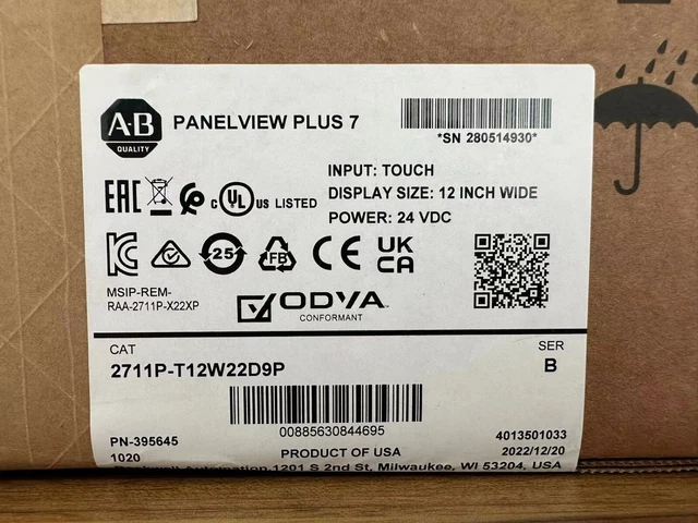 2711P-T12W22D9P 2022 SER B PanelView Plus 7 Color Touch 12 Ethernet 24VDC