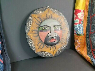 Old Asian Tribal Carved Wooden Sun Mask …beautiful collection & display pie 3