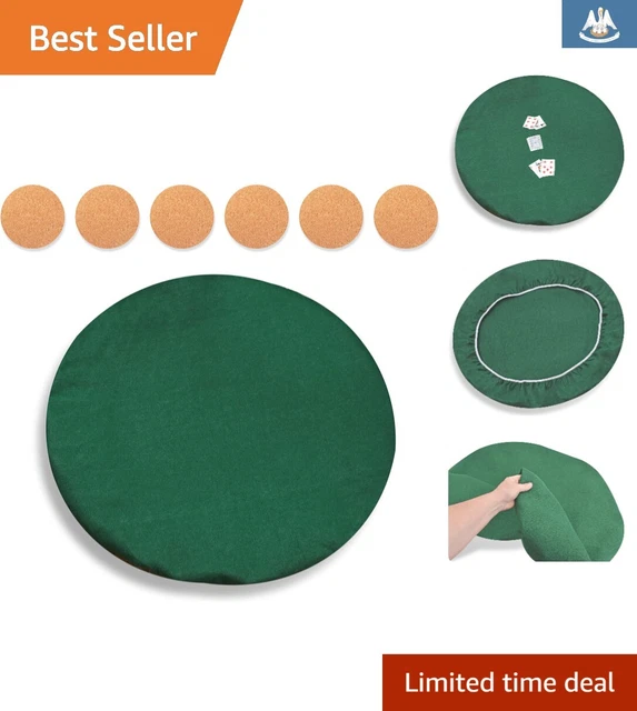 Premium Emerald Green Luxurious Felt Poker Table Cover - Durable - 36-48 inches
