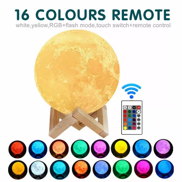 Magical Moon Lamp LED Night Light Moonlight Sensor Remote Control Dimmable 3D AU