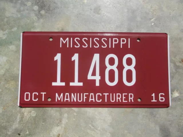 Mississippi  2016 Manufacturer license plate  #    11488