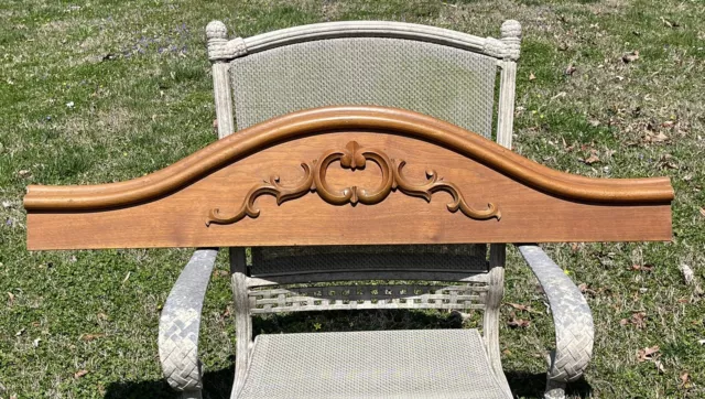 Antique Solid Walnut Arched Pediment 48.5" Carved Header Topper Crown Splash s