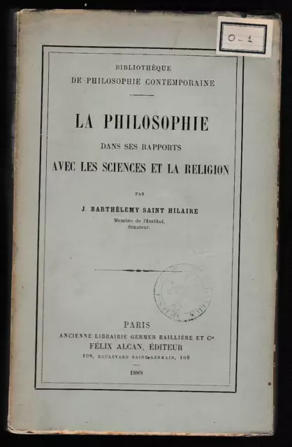 Barthelemy De Saint Hilaire-La Philosophie Dans Ses Rapports Livre Ancien