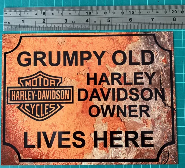 Harley Davidson/Man Cave/Grumpy Old Harley Davidson Owner aluminium sign 8x6