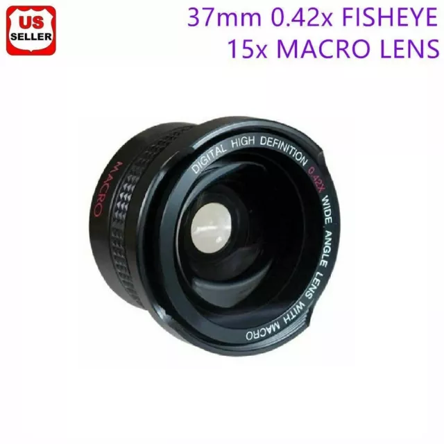37mm 0.42x AF WIDE ANGLE FISHEYE LENS + 15X Macro Lens Clip-on iphone Camera Kit
