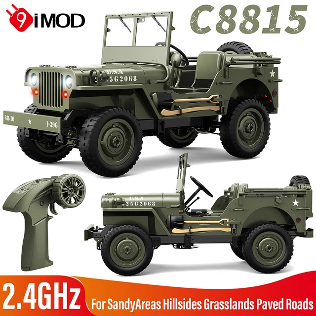thumbnail image 2 of RC Crawler 1:10 Scale Willys Military Jeep - 2.4GHz 4WD Off-Road Rock Crawler With Lights, Winch, Canvas Cover & 2 Batteries For Adults & Kids 2 of 13