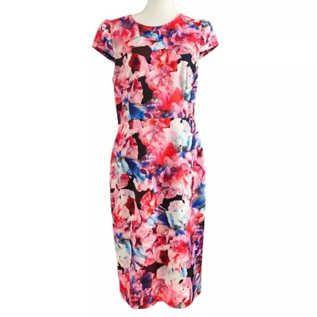 Betsey Johnson Pink Floral-Print Scuba Midi Sheath Dress - 12 2