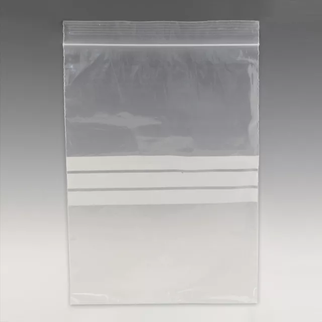 Plastic Grip Seal Clear Poly Bags Resealable Zip Lock - Write On - Baggies