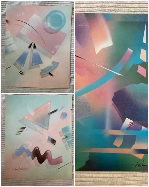 1989 1992 80s 90s Post Modern Abstract Art Prints Set (3)  16" X 20" Vintage