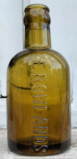 E Rowlands Honey Amber Dumpy Crown Seal bottle Melbourne Sydney Ballarat c 1910