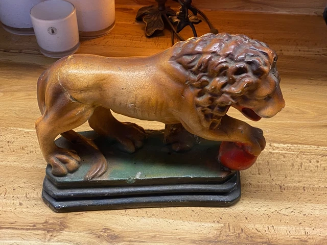 RARE Vintage Carnival Prize Chalkware Chalk Ware Lion Mane 10" L