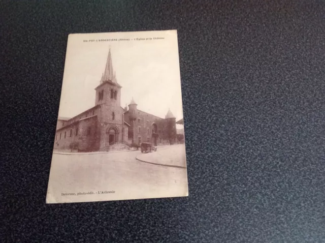 carte postale de Sainte Foy l'Argentiere 69 L'eglise et le chateau De 1930