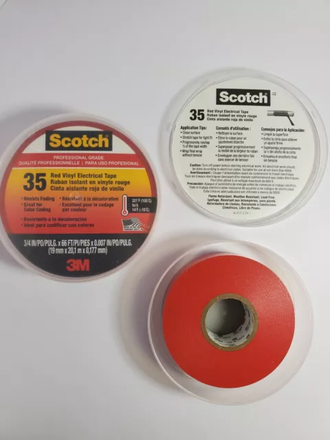 Scotch 3M Professional Grade 35 Red Electrical Tape 3/4" x 66' 