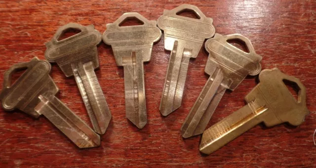 6pcs Weslock Vintage Blank Keys NOS