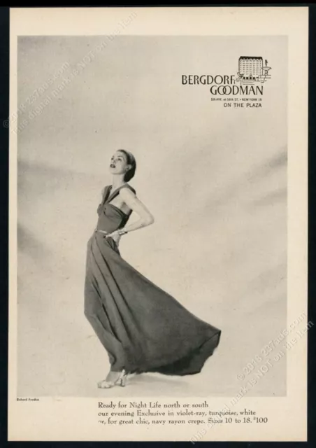 1947 Richard Avedon photo Bergdorf Goodman evening dress vintage print ad