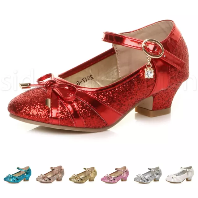 Silver Glittery Girls Party bridesmaid Shoes With Heels 