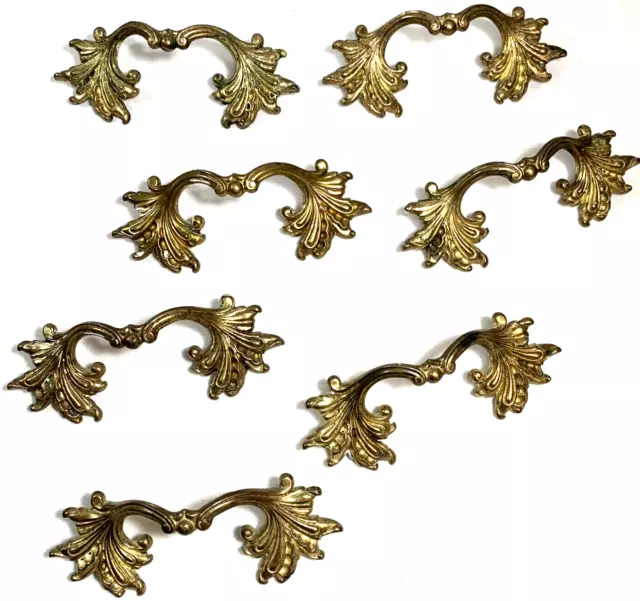 Vtg Brass French Provencial Drawer Handle Pulls Antique Style Shabby Chic Boho
