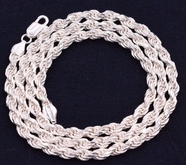 5mm Solid Diamond Cut Rope Chain Necklace Real 925 Sterling Silver Italy!